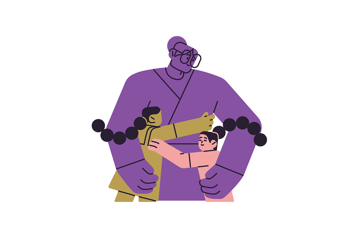 Happy families hugging with kids set, a Person Illustration by PaperTrident (Photo 3 of 10)