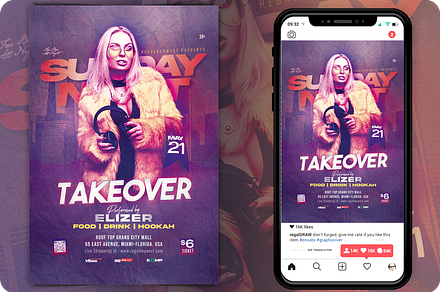 Sunday Night Party Flyer, a Flyer Template by regalDRAW