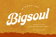 Bigsoul - Bold Retro Font, a Font by RantautypeStudio (Thumbnail 1 of 12)