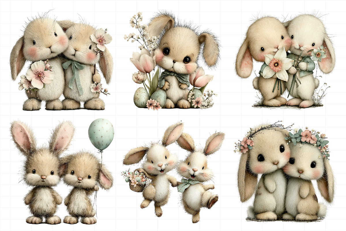 Watercolor Pink Bunnies Easter Clipa, an Illustration by Daily.Designs (Photo 8 of 8)