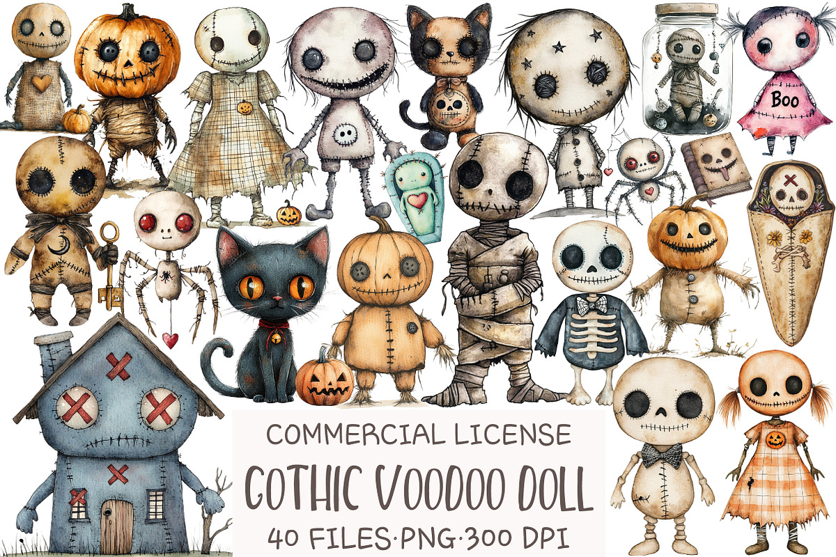 Halloween Voodoo Doll Clipart, an Illustration by OK Design (Photo 1 of 5)