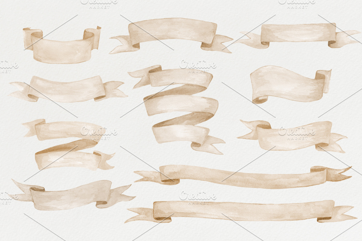 Watercolor ribbons set, a Decorative Illustration by NataliVA (Photo 4 of 5)