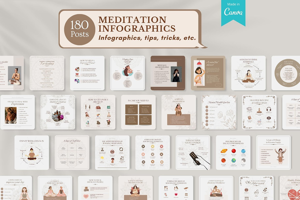 Meditation Canva Templates, a Social Media Template by Viral Content Design (Photo 2 of 15)