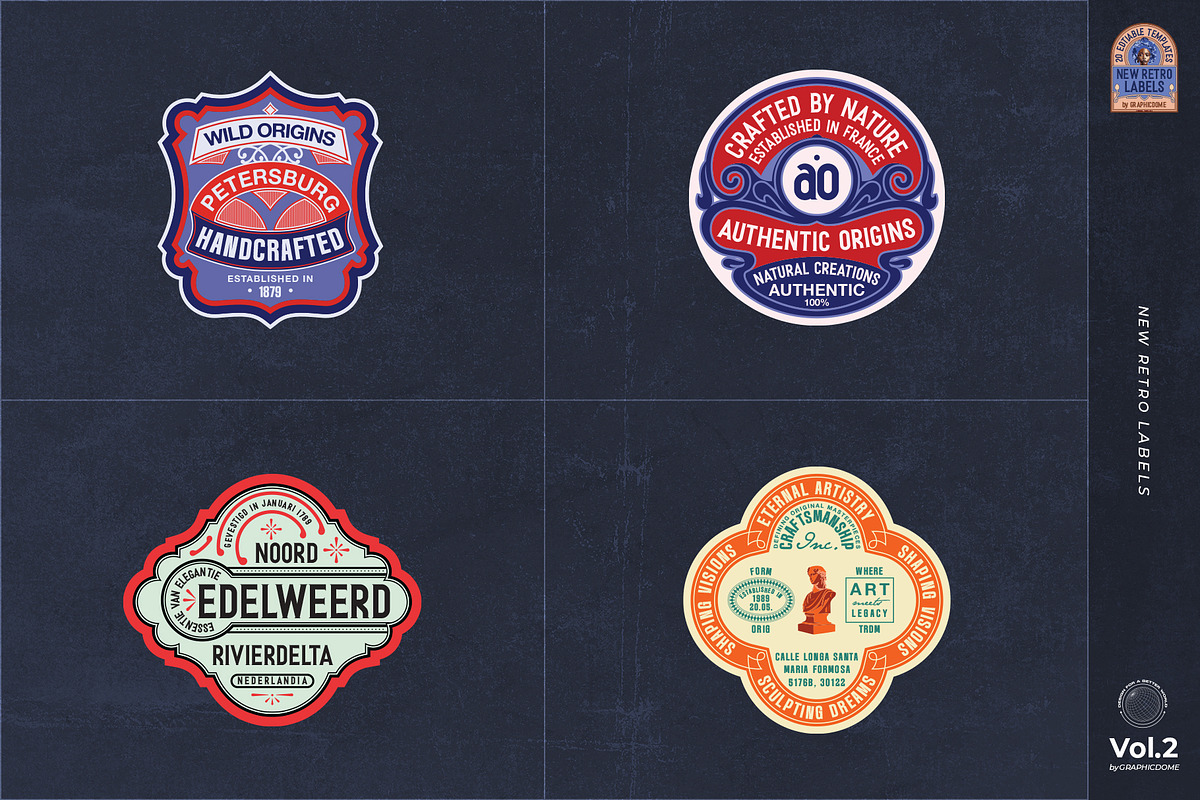 Retro Labels Vol.2, a Branding & Logo Template by Graphicdome