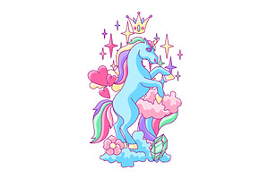 Print Or Card With Unicorn And