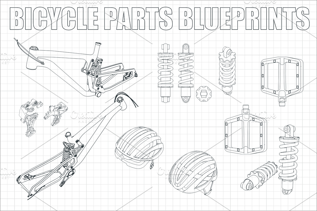 Bicycle Parts Blueprints Set, a Sport Illustration by Blacklight (Photo 10 of 10)
