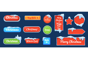 Christmas snow buttons. Game ui bars, an Object Illustration by Stock-Smart-Start