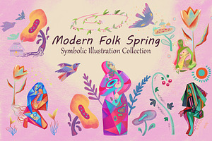 Modern Folk Spring: Symbolic Illustr, an Illustration by FaliushViktoriaArtist