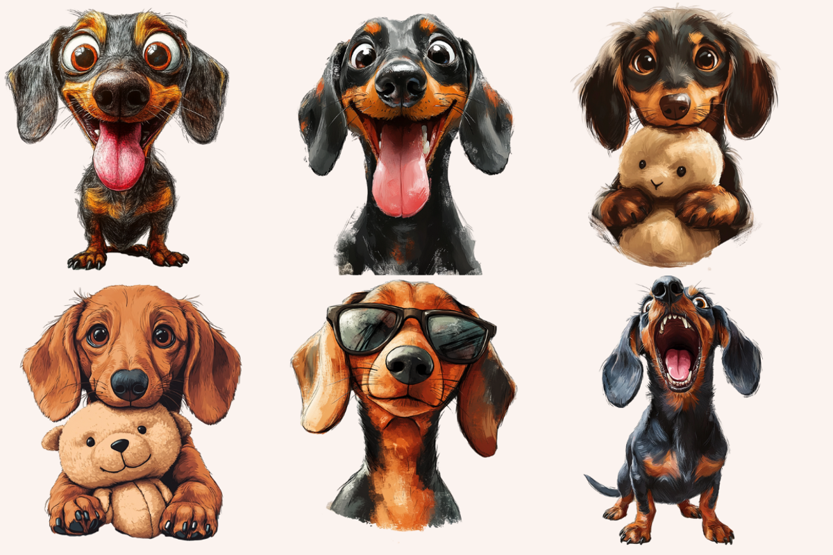 Dachshunds in Playful Poses, an Animal Illustration by PrintHaven Designs (Photo 7 of 9)