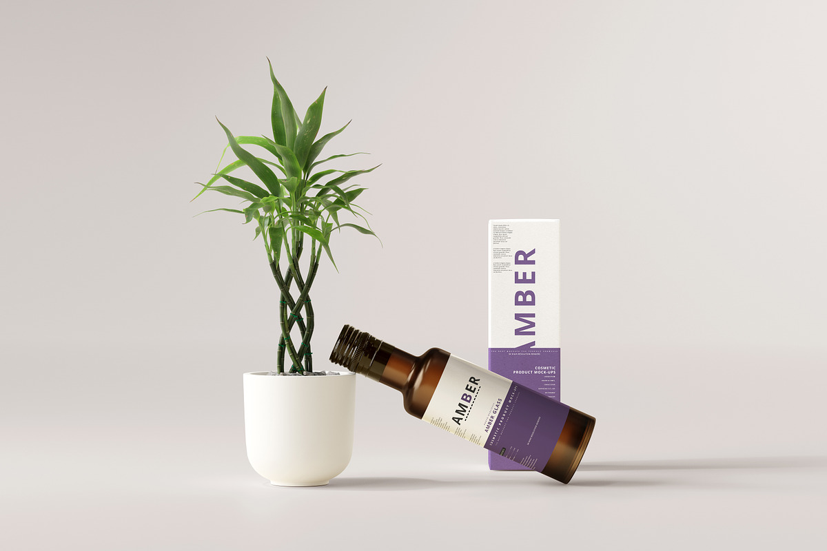 7 in 1 Amber Glass Cosmetic Bundle, a Cups & Container Mockup by pmvch (Photo 77 of 106)