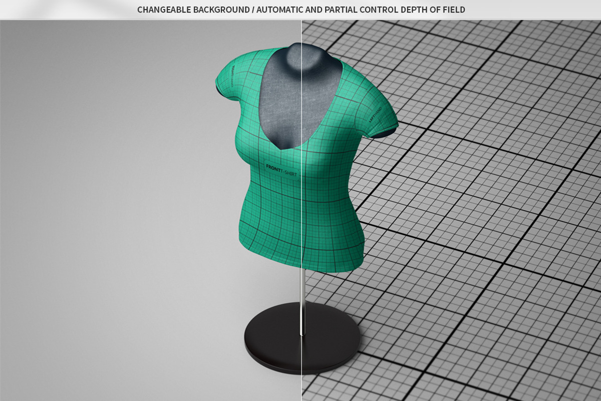Female T-Shirt Mannequin Mock-Up, an Advertising Mockup by MassDream (Photo 8 of 12)