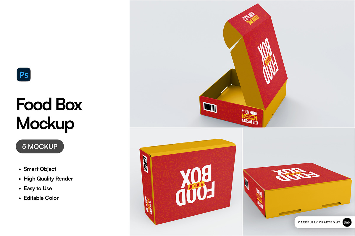 Food Box Mockup, a Packaging Mockup by SLAB! Design (Photo 1 of 9)