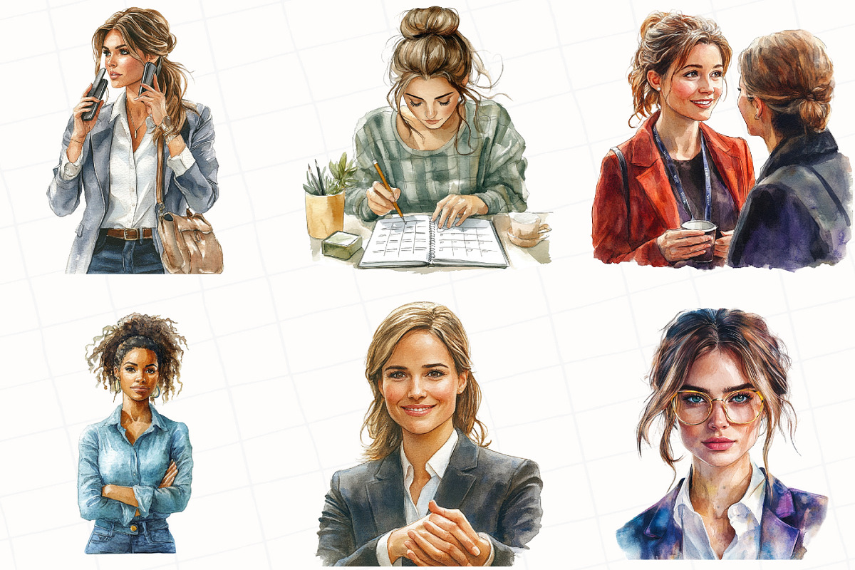 Watercolor Business Girl Clipart, an Illustration by OK Design (Photo 5 of 5)