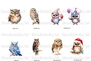 Watercolor Owl Clipart, Cute Owl PNG, an Animal Illustration by BrushstrokeArtGB (Thumbnail 2 of 9)
