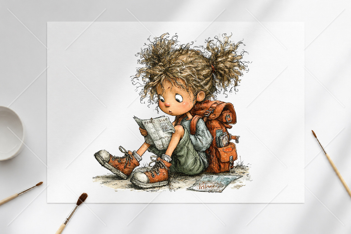 Whimsical Traveler Girl Clipart PNG, a Seasonal Illustration by Canvas Craft (Photo 8 of 10)