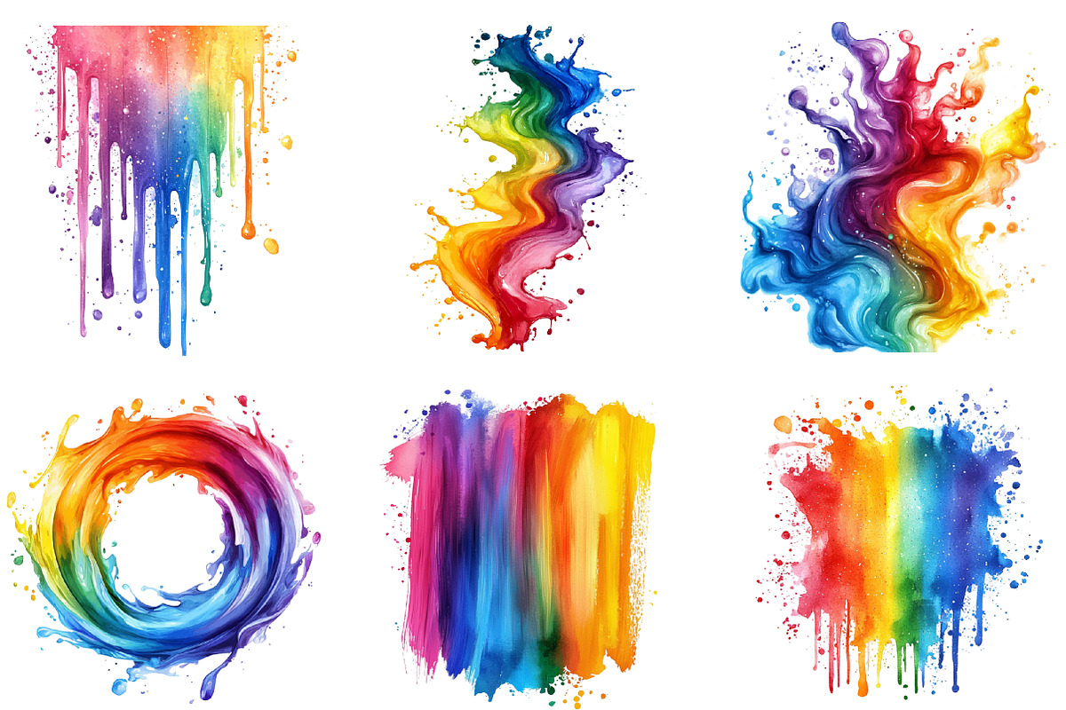 Watercolor Rainbow Paint Splash PNG, an Illustration by SinaCreation (Photo 4 of 5)