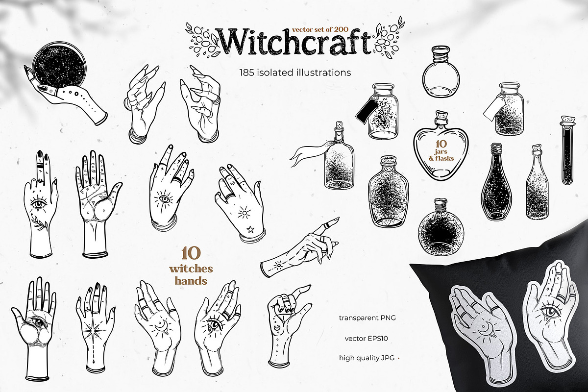 Witchcraft vector set of 200, a Food Illustration by Varvara Gorbash (Photo 5 of 13)