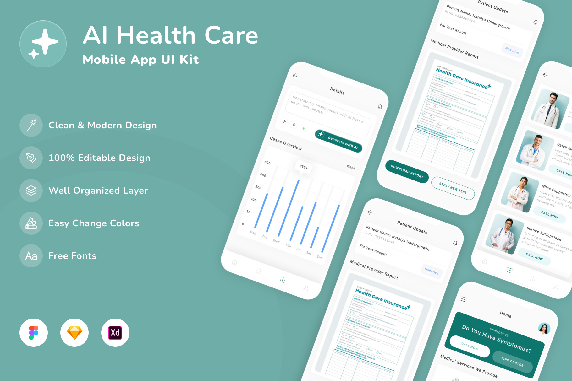 AI Health Care Mobile App Ui Kit, an UI Kit Template by Betush
