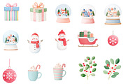 Watercolor cute christmas clipart, an Illustration by Designworld (Thumbnail 2 of 5)