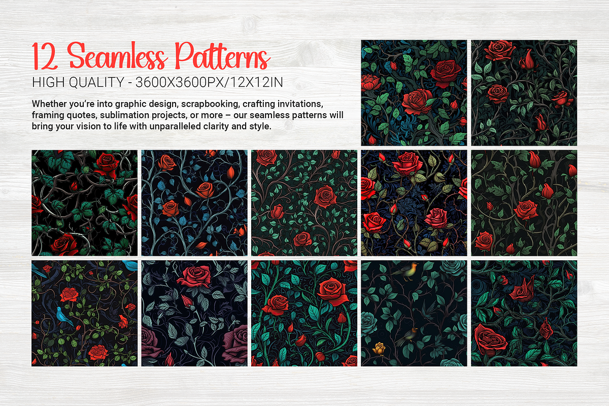 Gothic Roses Seamless Patterns