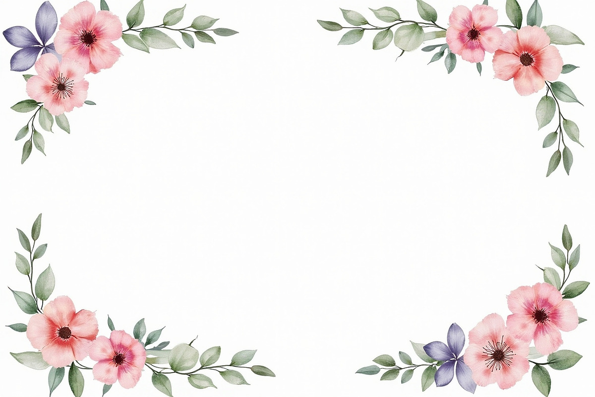 Watercolor Floral Frame Set, an Illustration by Creativeshirt (Photo 8 of 11)