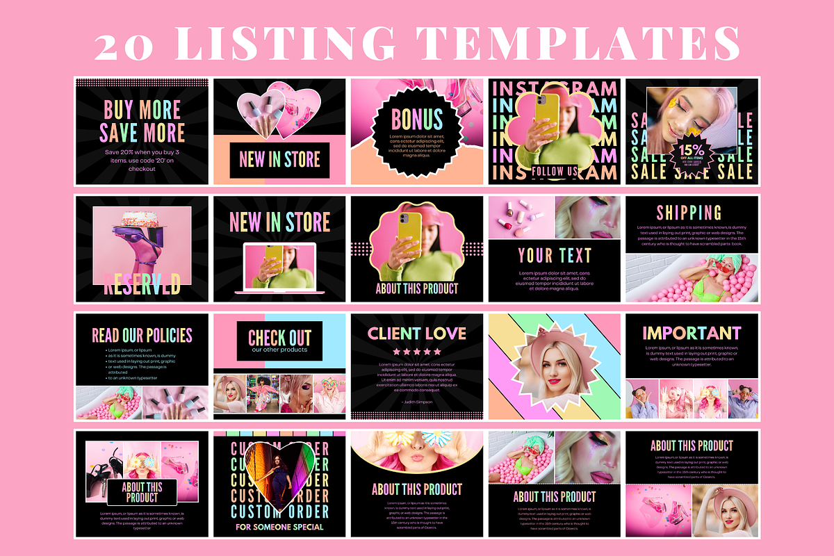 Pastel Neon Etsy Shop Kit, a Branding & Logo Template by SunshineStudioBoutique (Photo 4 of 6)