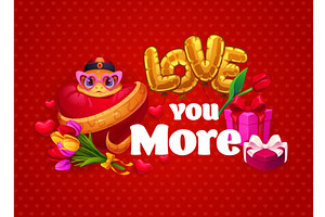 Love you more Valentine day, a Seasonal Illustration by Buch&Bee