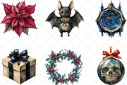 Watercolor Gothic Christmas Clipart, an Illustration by Black Bird Studio (Thumbnail 4 of 6)