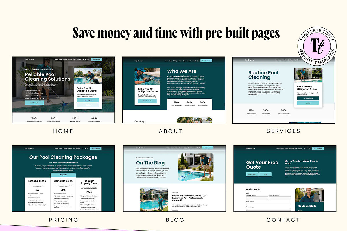 Pool Cleaning Squarespace Website, a Squarespace Template by Template Twist Shop (Photo 3 of 9)