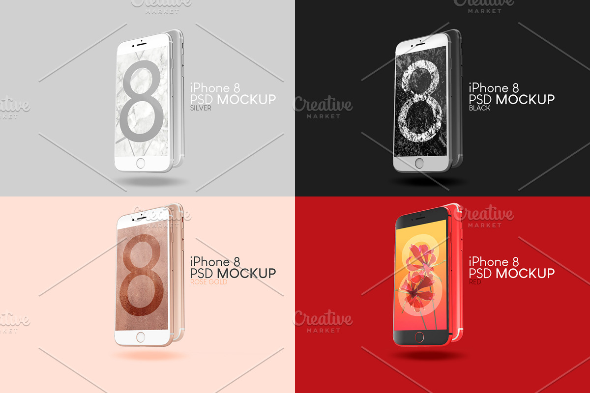 Multiple Colors iPhone 8 PSD Mockups, an iPhone Mockup by Sinlatown (Photo 2 of 11)