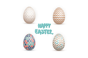 Realistic Vector Easter Egg Set