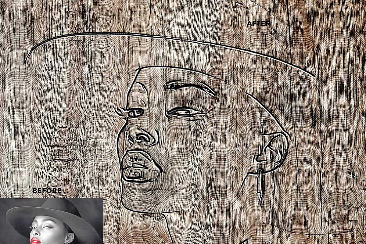 WOODCUT ENGRAVING SKETCH FX, an Action Add-On by Studio Retouch (Photo 11 of 13)