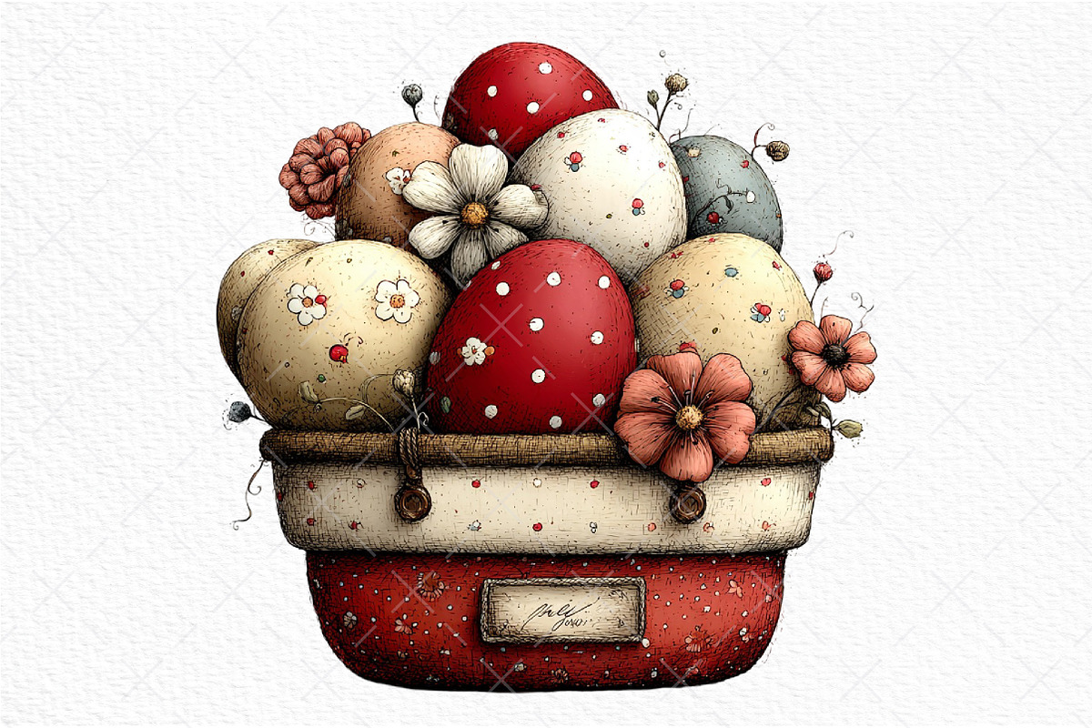 Whimsical Easter Basket Clipart, an Illustration by Craft Nest (Photo 10 of 11)