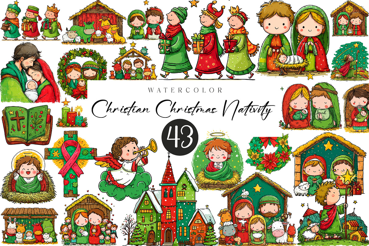 Christian Christmas Nativity Bundle, an Illustration by CreationArt (Photo 1 of 6)