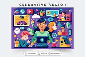 Young people are absorbed in screens, a Graphic by SouravDesign