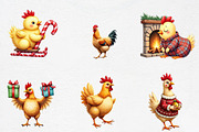 Cute Christmas Funny Chicken Clipart, an Illustration by CrexoraLab (Thumbnail 2 of 5)