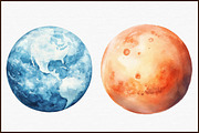 Watercolor Space Planets PNG Clipart, an Illustration by Sublimation Artist (Thumbnail 3 of 6)