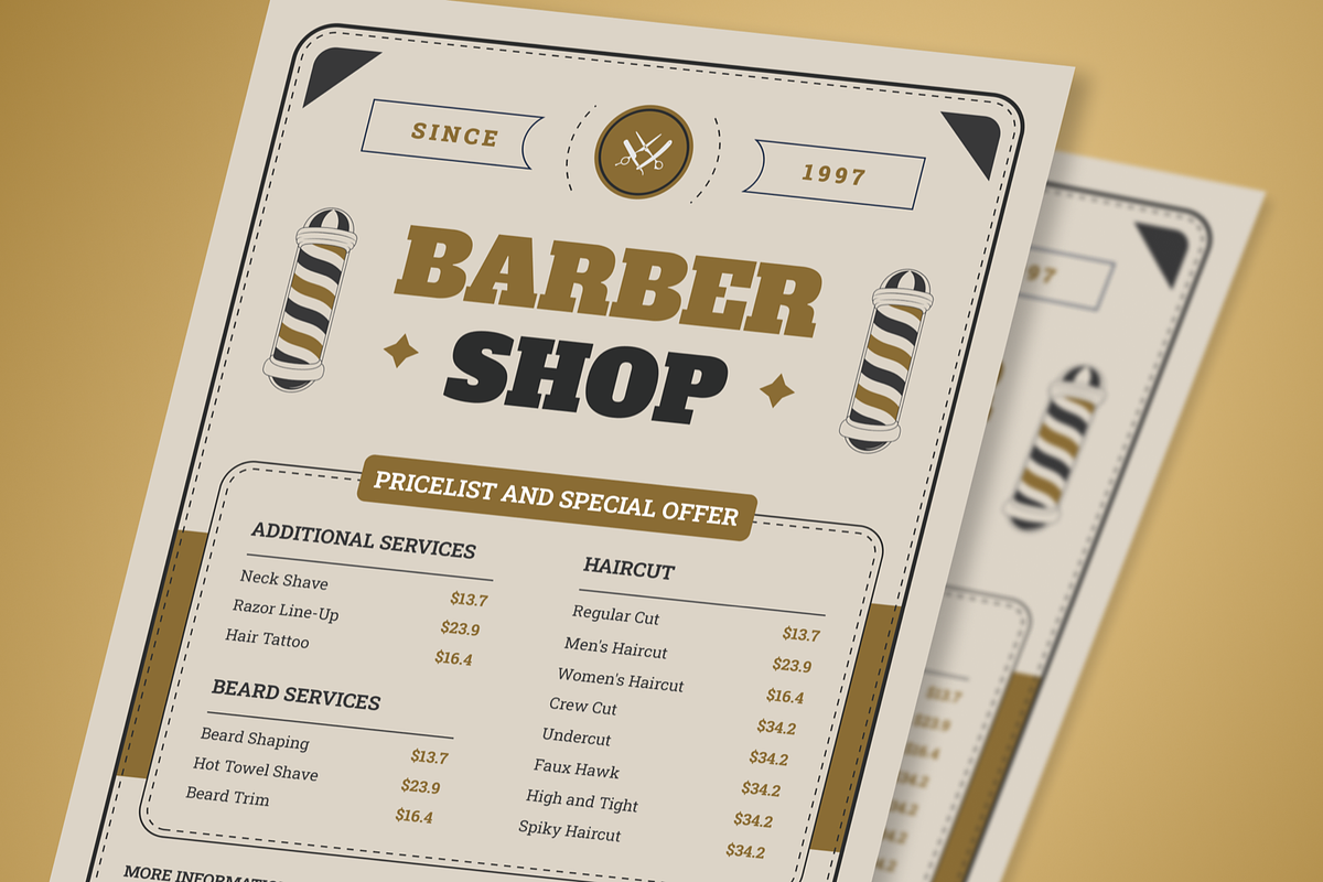 Barbershop Pricelist Flyer, a Flyer Template by SquidPixey (Photo 6 of 6)