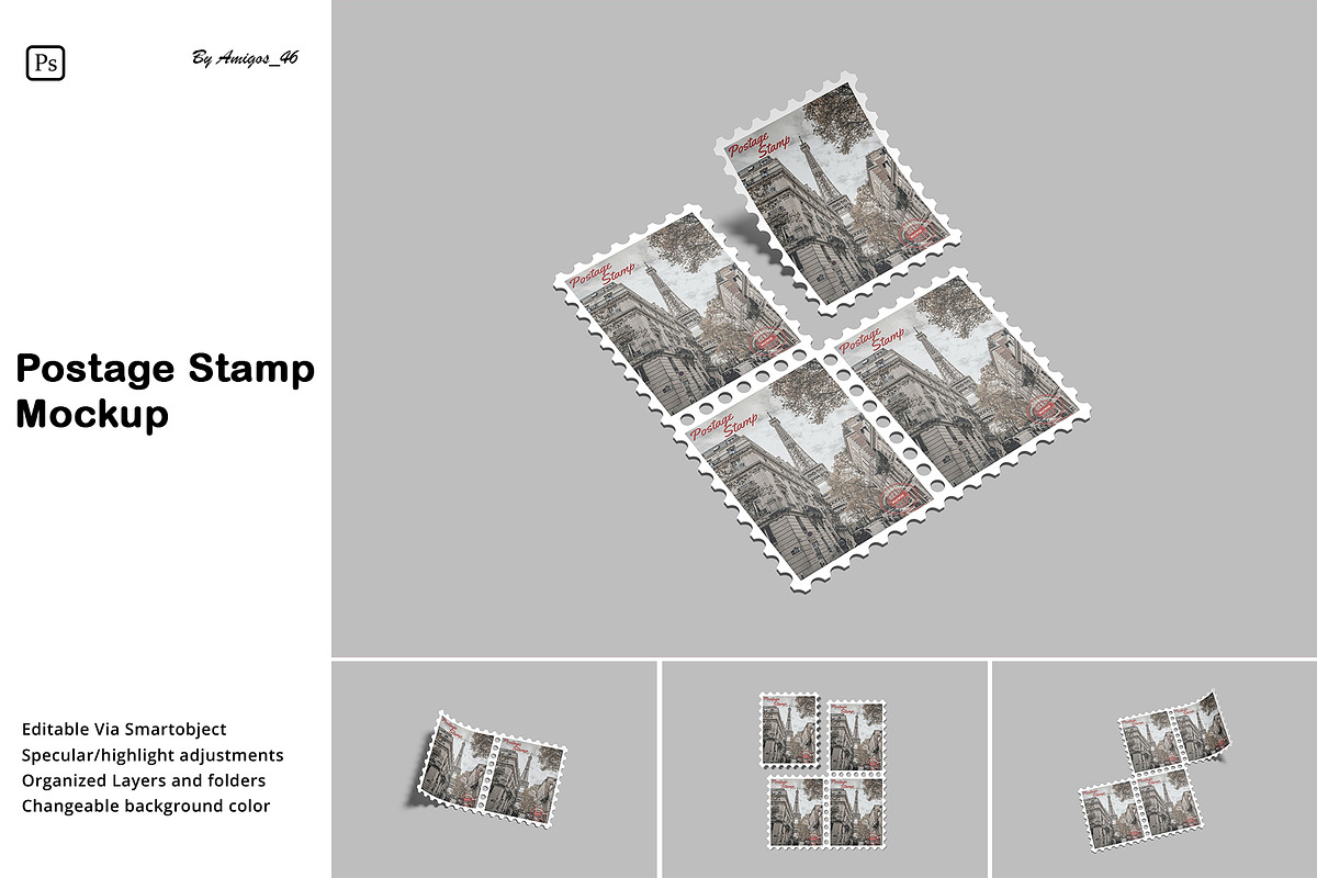 Postage Stamp Mockup, a Stationery Template by Amigos__46 (Photo 1 of 11)