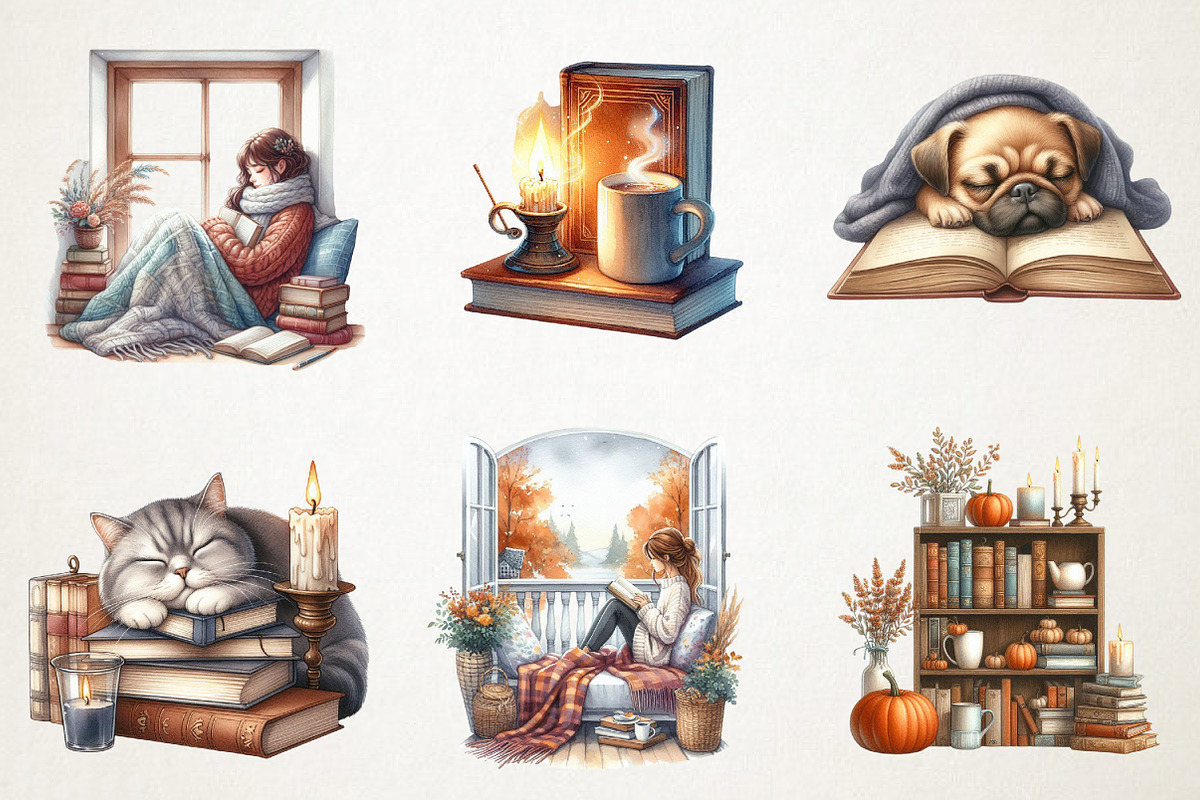 Cozy Reading Clipart, an Illustration by RobertsArt (Photo 4 of 7)