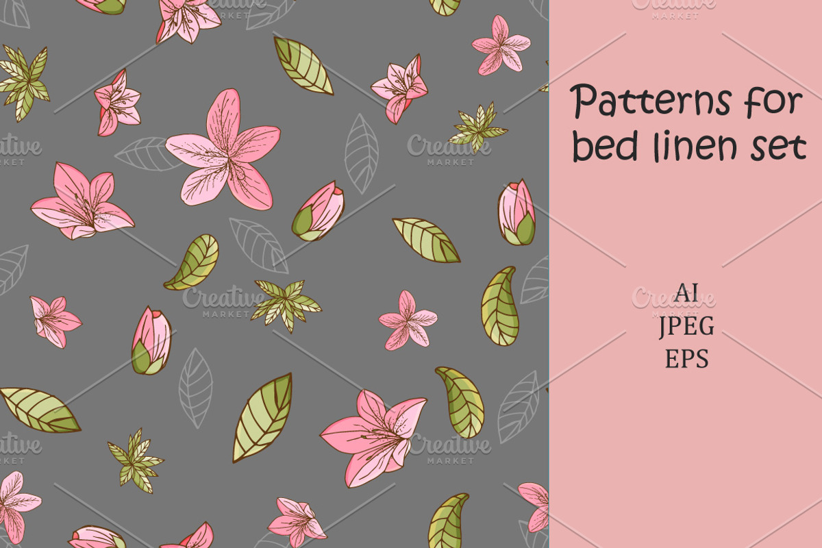 Bed linen seamless pattern set, a Decorative Illustration by Lytvynenko Anna (Photo 4 of 5)