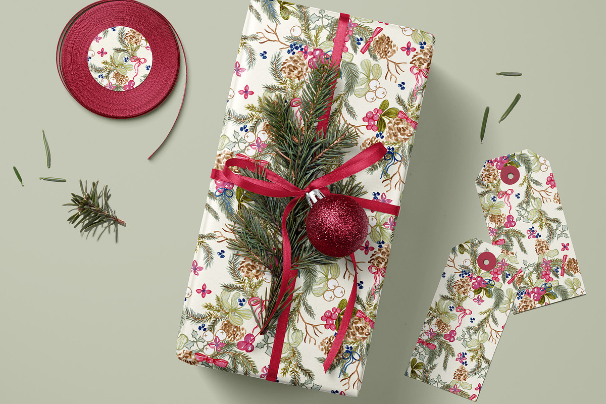 Watercolor Christmas Pattern, a Pattern Graphic by Webvilla Studio (Photo 2 of 4)