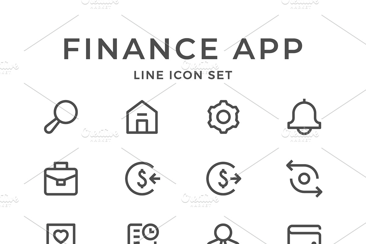 Set line icons of finance app, an Outline Icon by motorama (Photo 1 of 2)