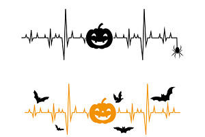 Halloween heartbeat and pumpkin., an Illustration by Tanysl