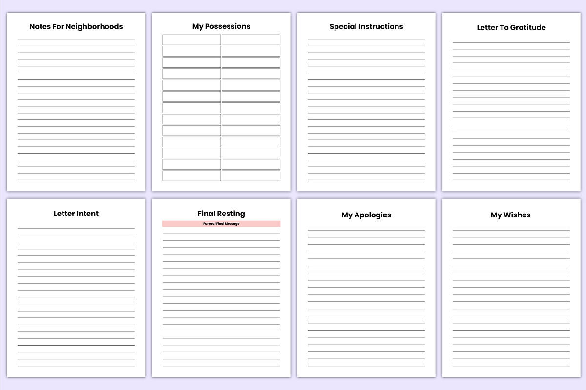 Printable End of Life Planner Canva, a Stationery Template by Mustafiz (Photo 6 of 7)