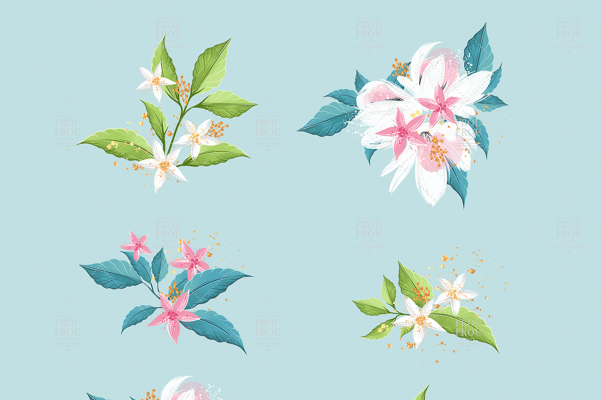 Summer Rose Gold Floral Clip Art, an Illustration by Frou Fou Craft (Photo 5 of 8)