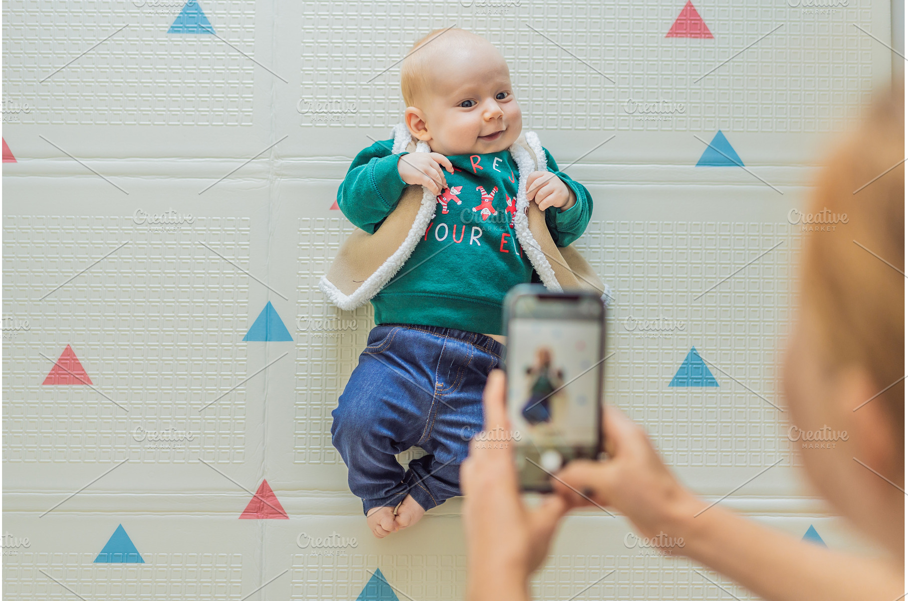 Adorable baby dressed in a Christmas, a Holiday Photo by Elizaveta Galitskaya