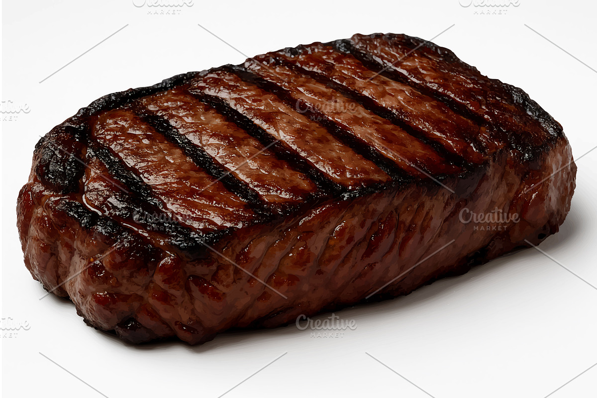 Grilled Beef Steak with Perfect Char, a Food Illustration by AlexArt