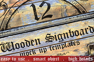 Classic Wooden Signboard Mockups