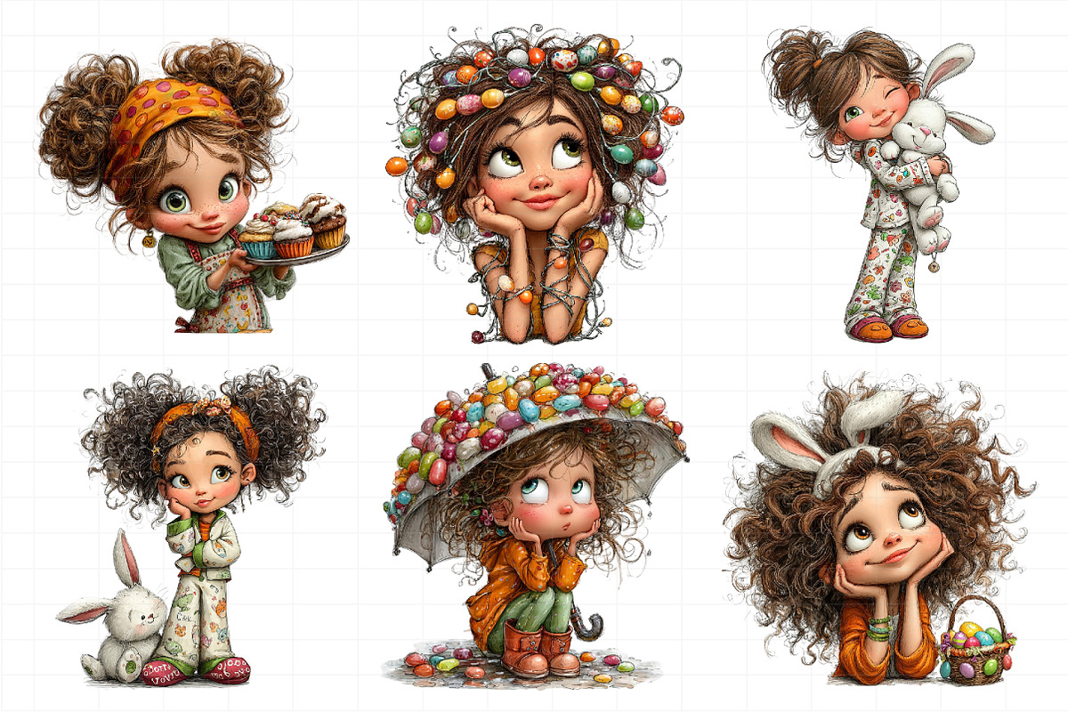 Whimsical Easter Cartoon Girl Clipar, an Illustration by Daily.Designs (Photo 7 of 7)